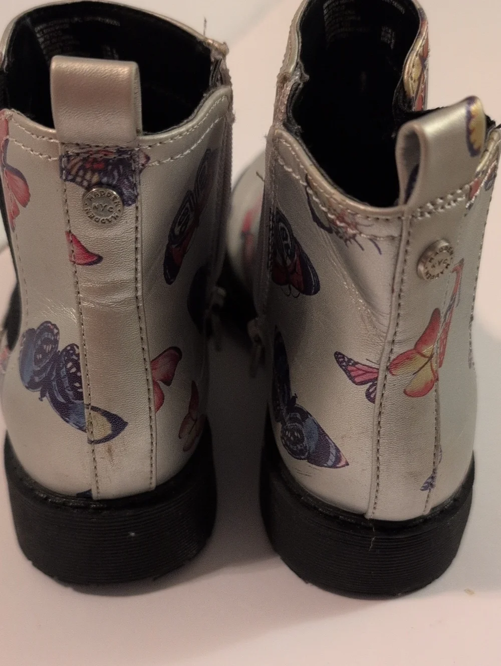 Madden Girls Silver Butterfly Boots Sz 3